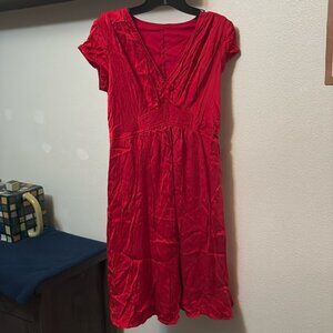 eShakti women's SILK dress red cap sleeve lined pockets custom Sz 10 NWOT